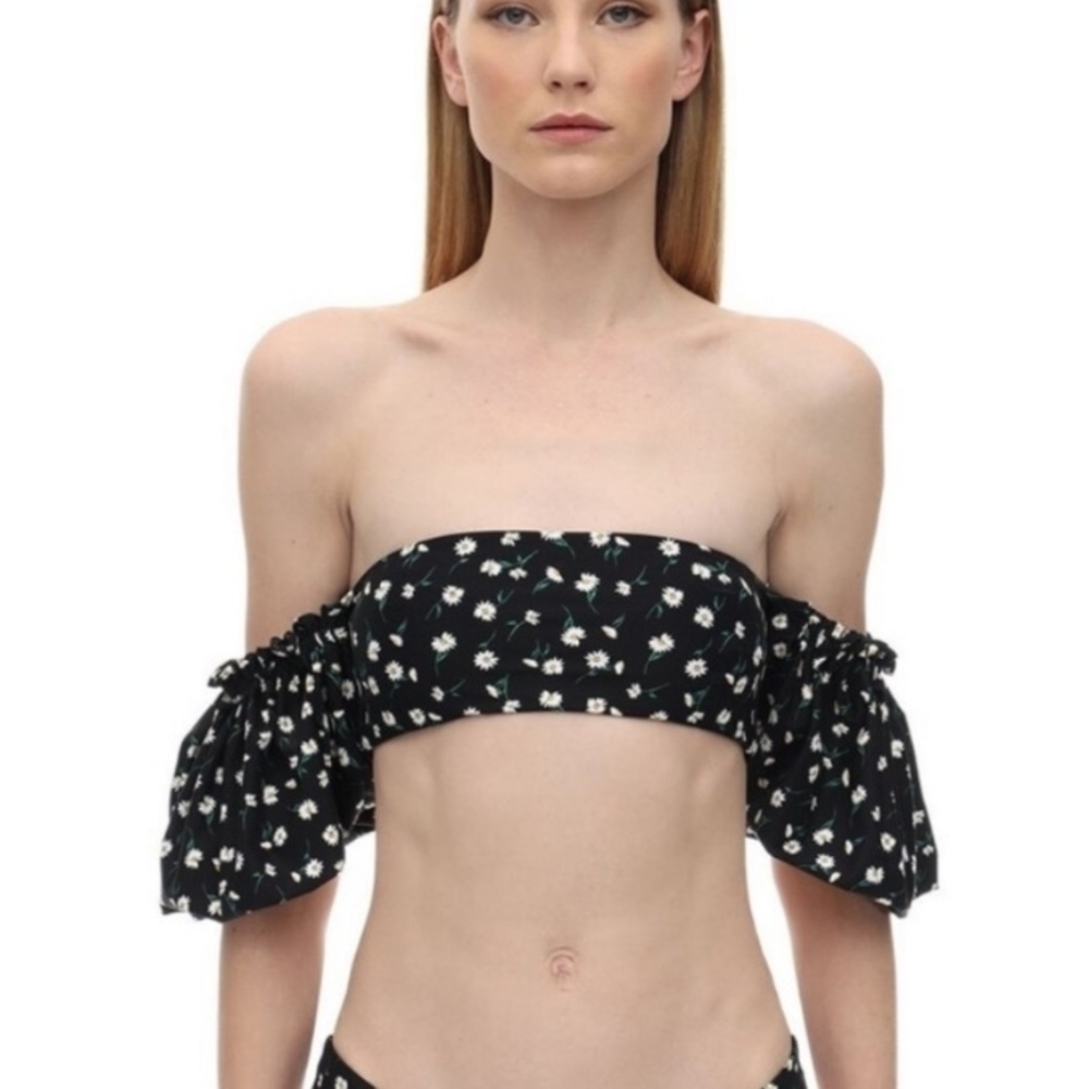 ONIA - Bikini Set - Off-the-shoulder Top & Fold-over Waist Bottom - Daisy - XS